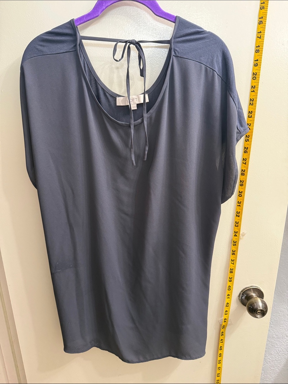 LOFT Navy Tie-Back Scoop Neck Tunic